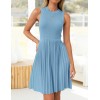 Blue Knit Basic Short Dress