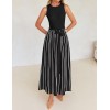 Crew Neck Rib Knit Tie Waist Sleeveless Midi Dress