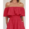 Off-the-shoulder ruffled high waist midi dress