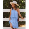 One-shoulder ruffled multi-layered chiffon skirt