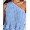 One-shoulder ruffled multi-layered chiffon skirt