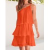 Orange One Shoulder Sleeveless Ruffle Short Dress