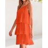 Orange One Shoulder Sleeveless Ruffle Short Dress