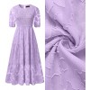 Puff Sleeve Round Neck Ruffled Floral Lace Dress