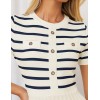 Round Neck Short Sleeve Striped Midi Dress