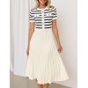 Round Neck Short Sleeve Striped Midi Dress