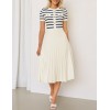 Round Neck Short Sleeve Striped Midi Dress