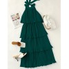 Ruffled Layered Chiffon Flowy Midi Dress