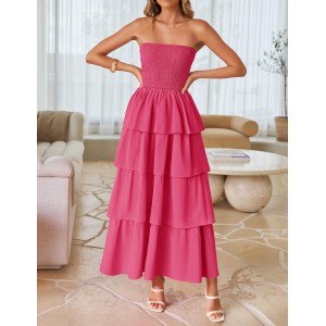 Sleeveless Off-The-Shoulder Ruffled Tiered Dress