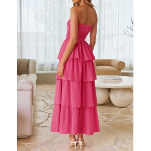 Sleeveless Off-The-Shoulder Ruffled Tiered Dress