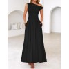 Sleeveless One Shoulder Pocket Dress