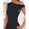 Sleeveless One Shoulder Pocket Dress