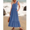 Sleeveless Square Neck Ruffle Hem Pocket Dress