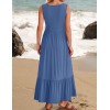Sleeveless Square Neck Ruffle Hem Pocket Dress