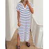 Striped Casual Short Sleeve V Neck Dress