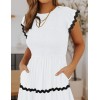 Summer Flowy Short Sleeve Ruffled Midi Dress