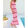 Summer sleeveless hollow striped beach long dress