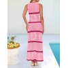 Summer sleeveless hollow striped beach long dress