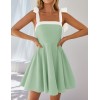 Tie Shoulder Square Neck Sleeveless Short Dress