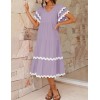 V Neck Flowy Short Sleeve Ruffle Layered Dress