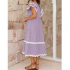 V Neck Flowy Short Sleeve Ruffle Layered Dress