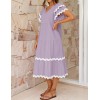V Neck Flowy Short Sleeve Ruffle Layered Dress