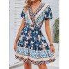 Wrap V-neck floral print ruffled mini dress